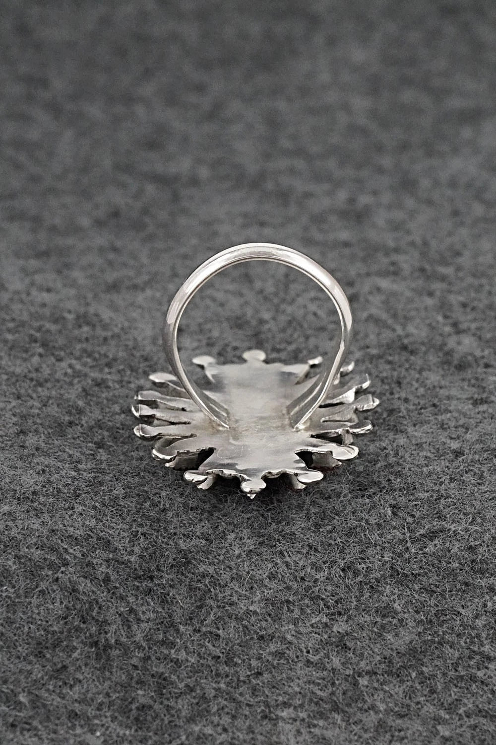 Coral & Sterling Silver Ring - Jack Etsate - Size 7.5