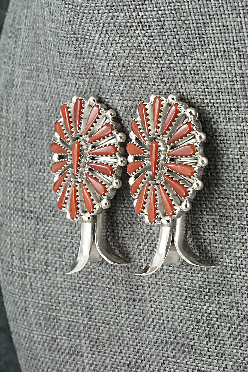 Coral & Sterling Silver Squash Blossom Set - Kyle Wilson