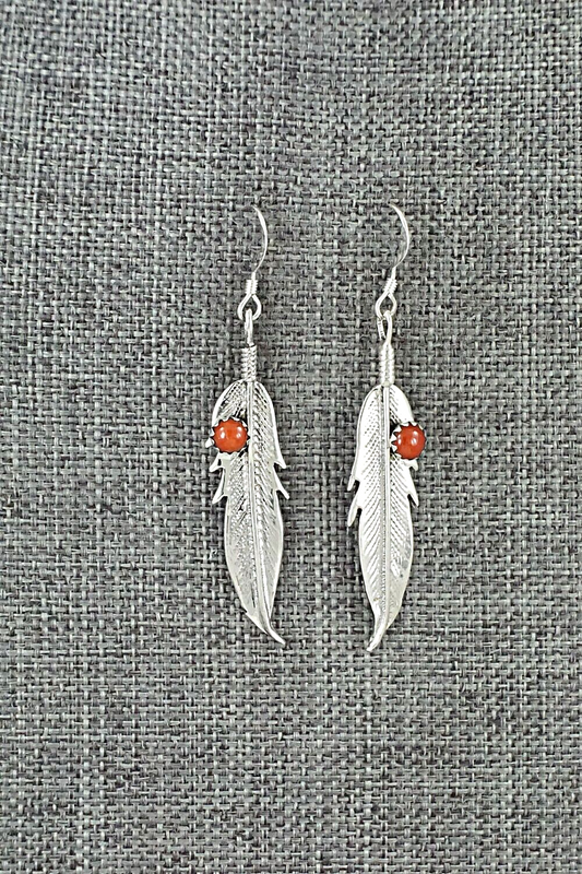 Coral & Sterling Silver Earrings - Louise Joe