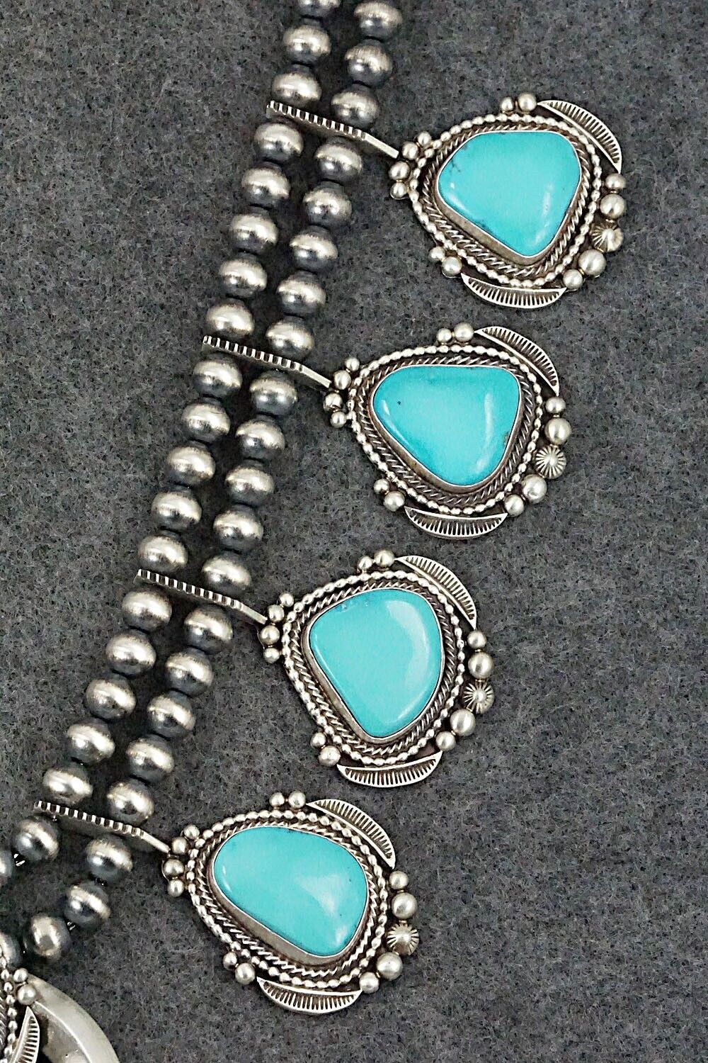 Turquoise & Sterling Silver Squash Blossom Set - Tom Lewis
