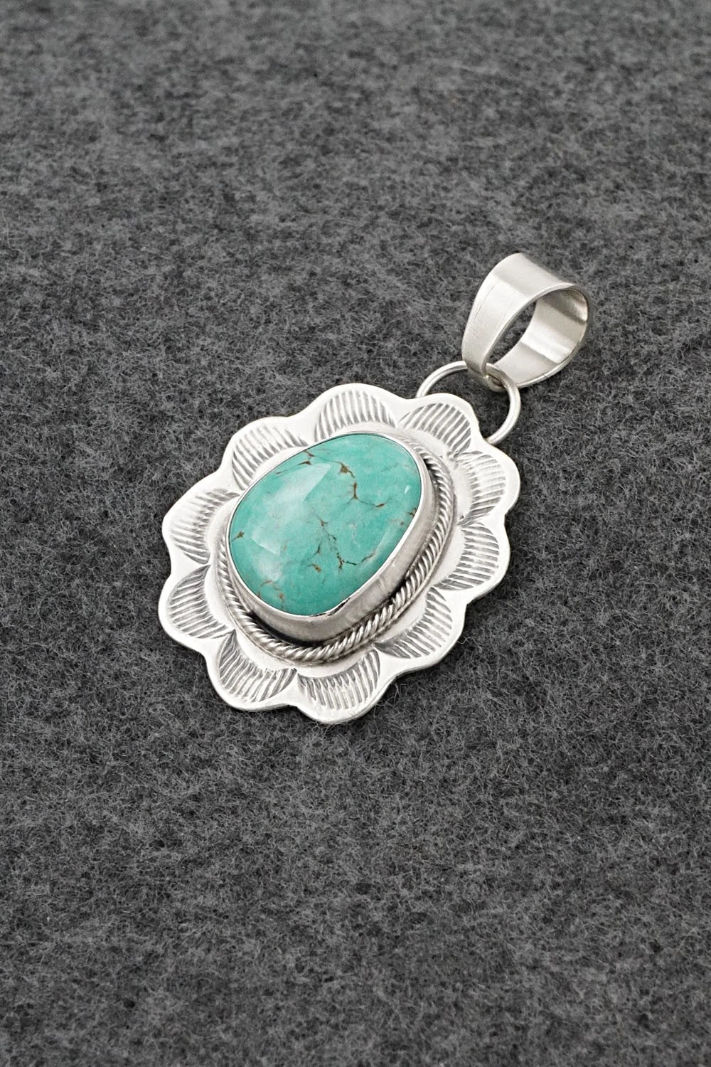 Turquoise & Sterling Silver Pendant - Cordell Platero