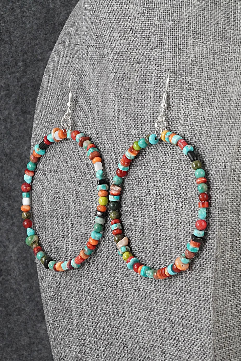Multi-Stone & Sterling Silver Earrings - Helen Tsosie