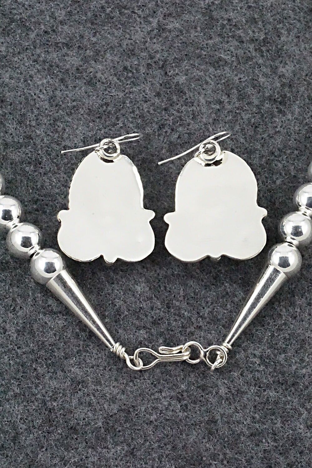 White Buffalo & Sterling Silver Squash Blossom Set - Vernon Johnson