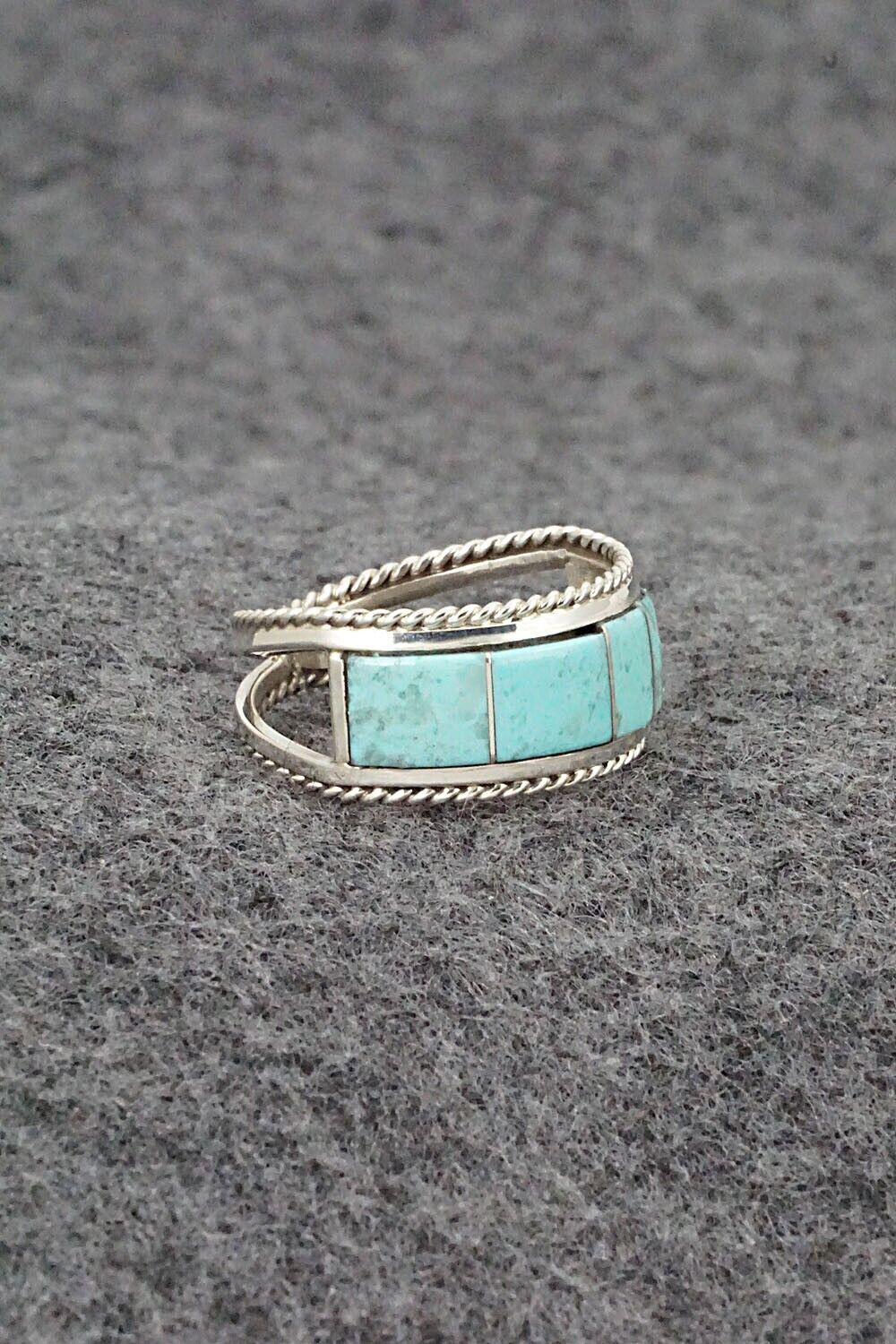 Turquoise & Sterling Silver Ring - Bruce Johnson - Size 6.5