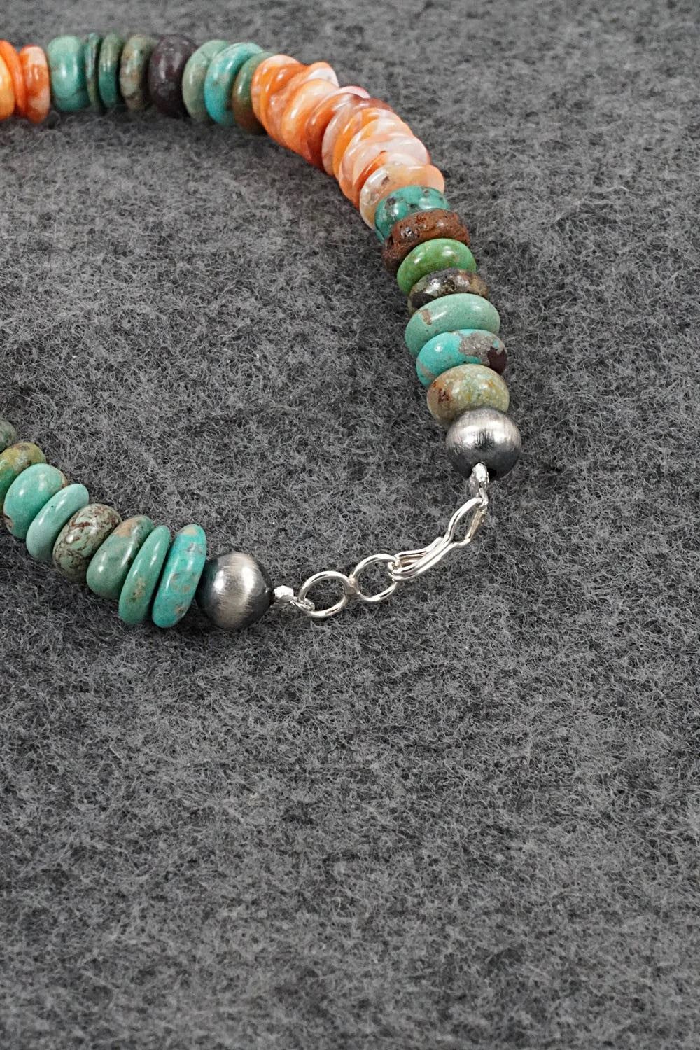 Turquoise, Spiny Oyster & Sterling Silver Bracelet - Doreen Jake