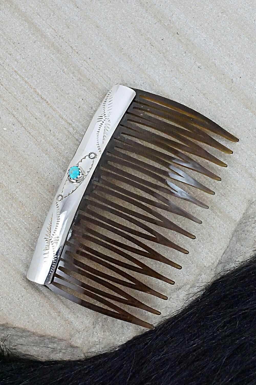 Turquoise & Sterling Silver Hair Combs - Randall Dalgai