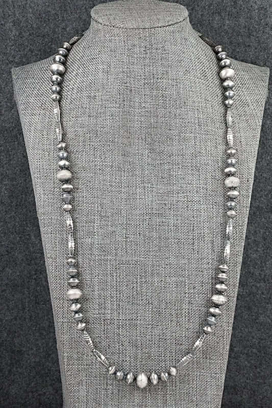 Sterling Silver Navajo Pearl Necklace 24" - Vintage