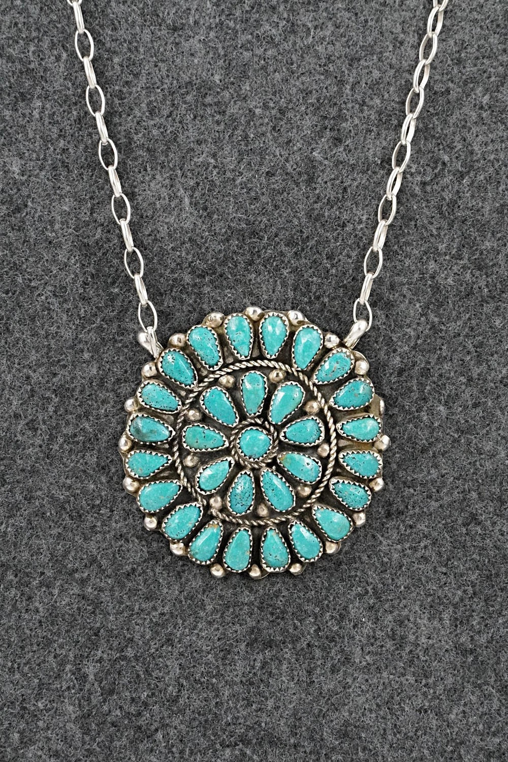 Turquoise & Sterling Silver Necklace - Eunise Wilson