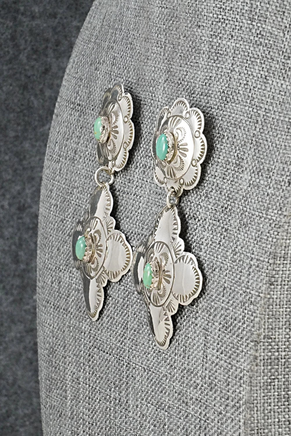 Turquoise & Sterling Silver Earrings - Bertha Begay