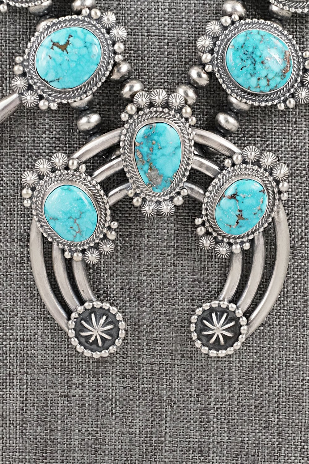 Turquoise & Sterling Silver Squash Blossom Set - Tom Lewis