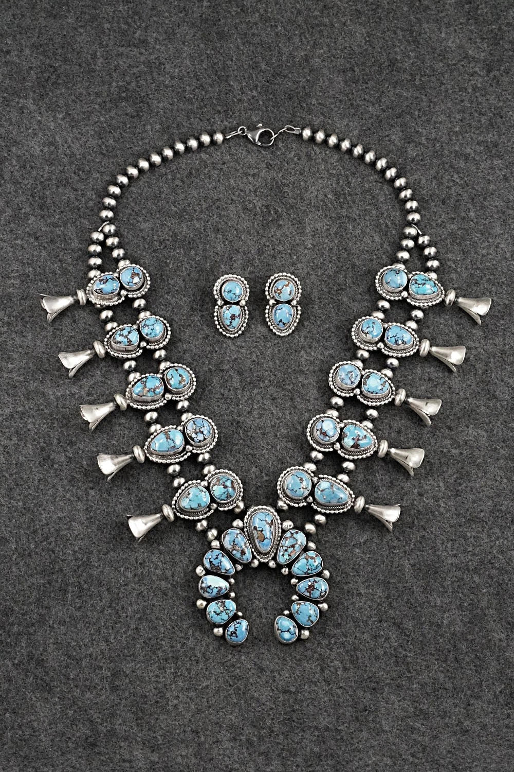 Turquoise & Sterling Silver Squash Blossom Set - Darrin Livingston
