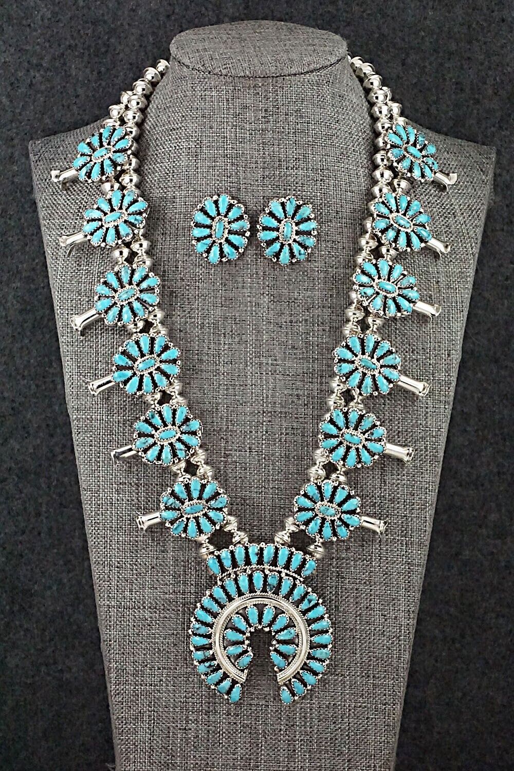 Turquoise & Sterling Silver Squash Blossom Set - Zeita Begay