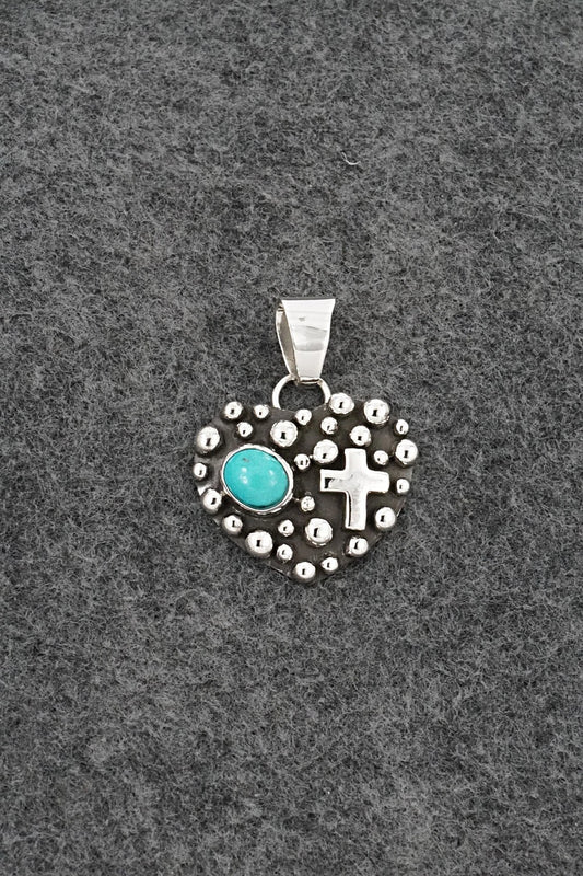 Turquoise & Sterling Silver Pendant - Raymond Coriz