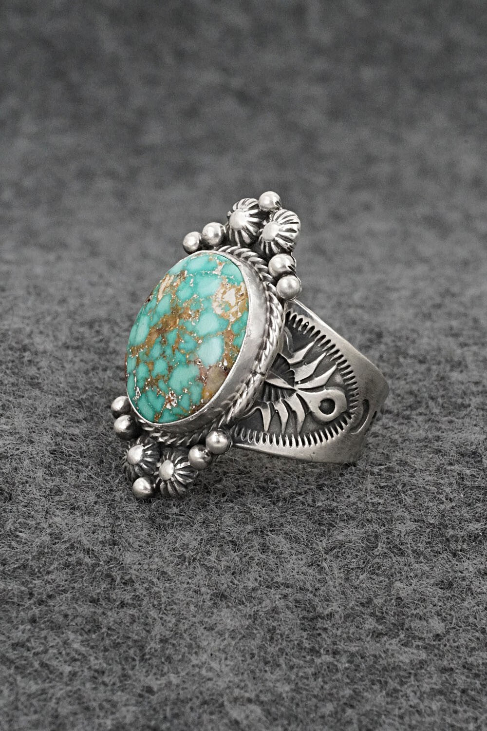 Turquoise & Sterling Silver Ring - Samuel Yellowhair - Size 7