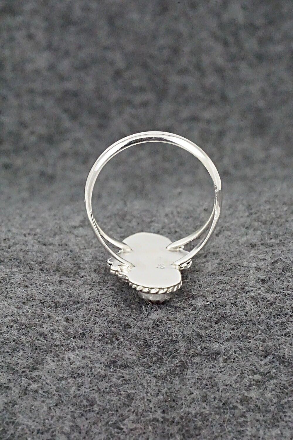 Turquoise, Coral & Sterling Silver Ring - Robert Martinez - Size 8.25