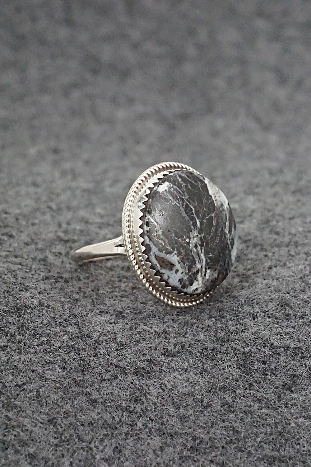 White Buffalo & Sterling Silver Ring - Ernest Hawthorne - Size 7.5