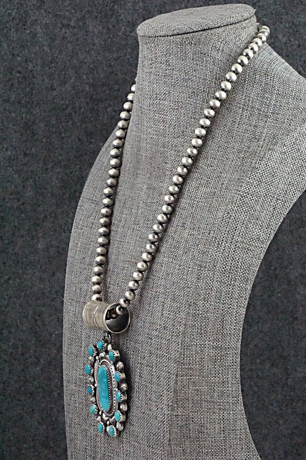 Turquoise & Sterling Silver Necklace - Tom Lewis