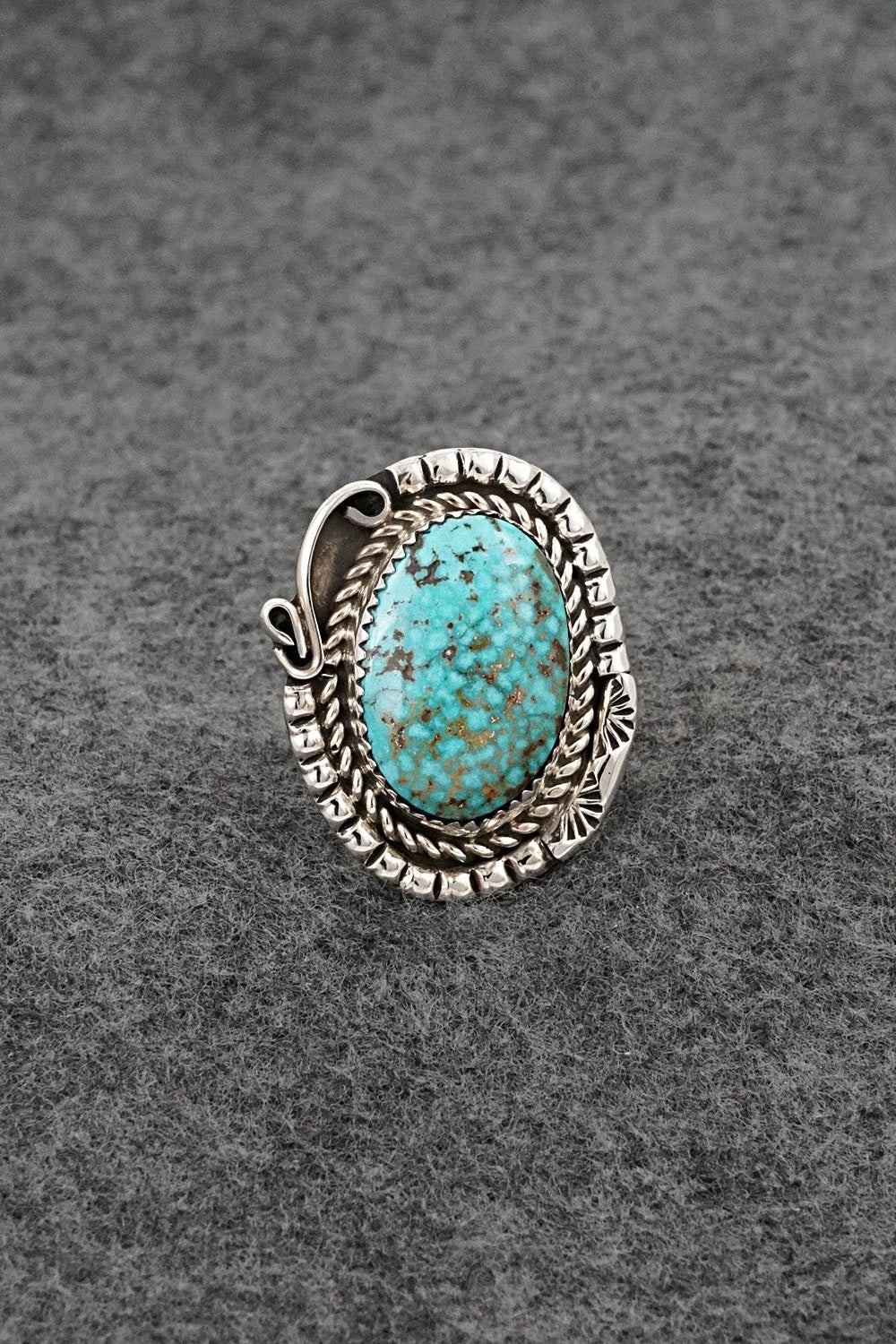 Turquoise & Sterling Silver Ring - Phil Nez - Size 8 Adj.
