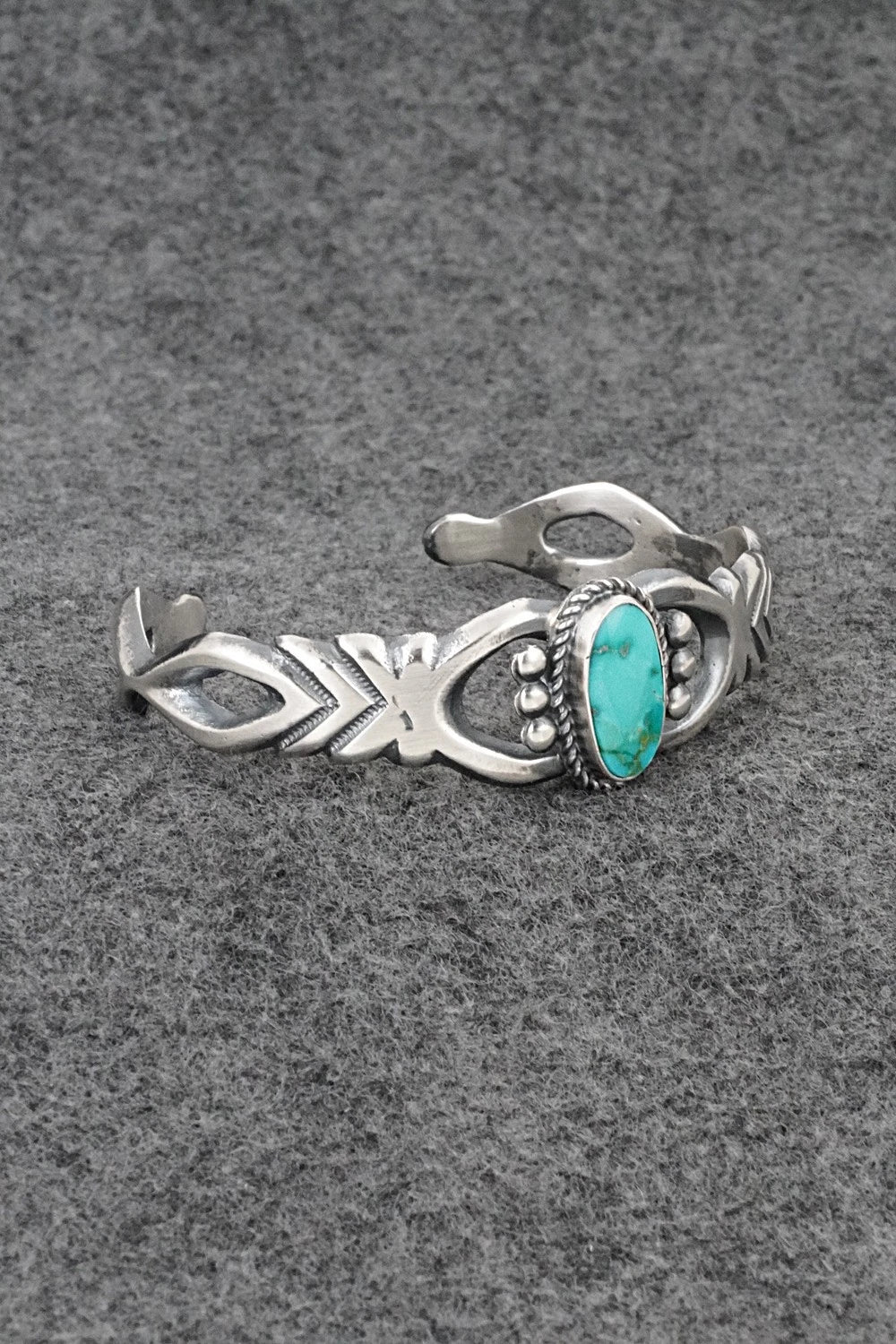 Turquoise & Sterling Silver Bracelet - Harrison Bitsue