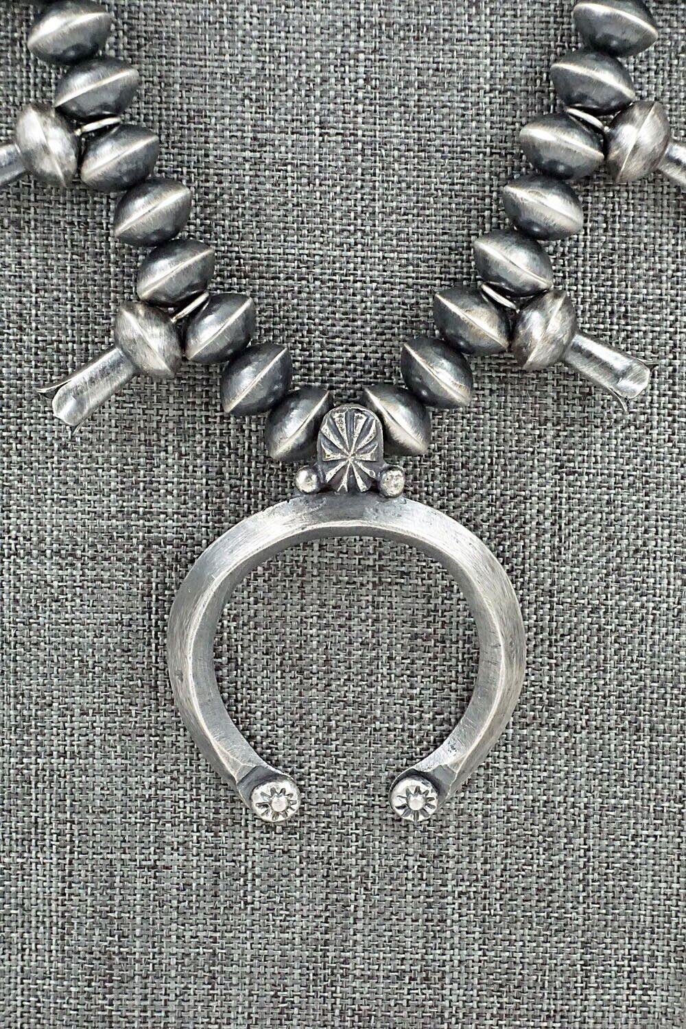 Sterling Silver Navajo Pearl Squash Blossom Necklace - Presley Haley