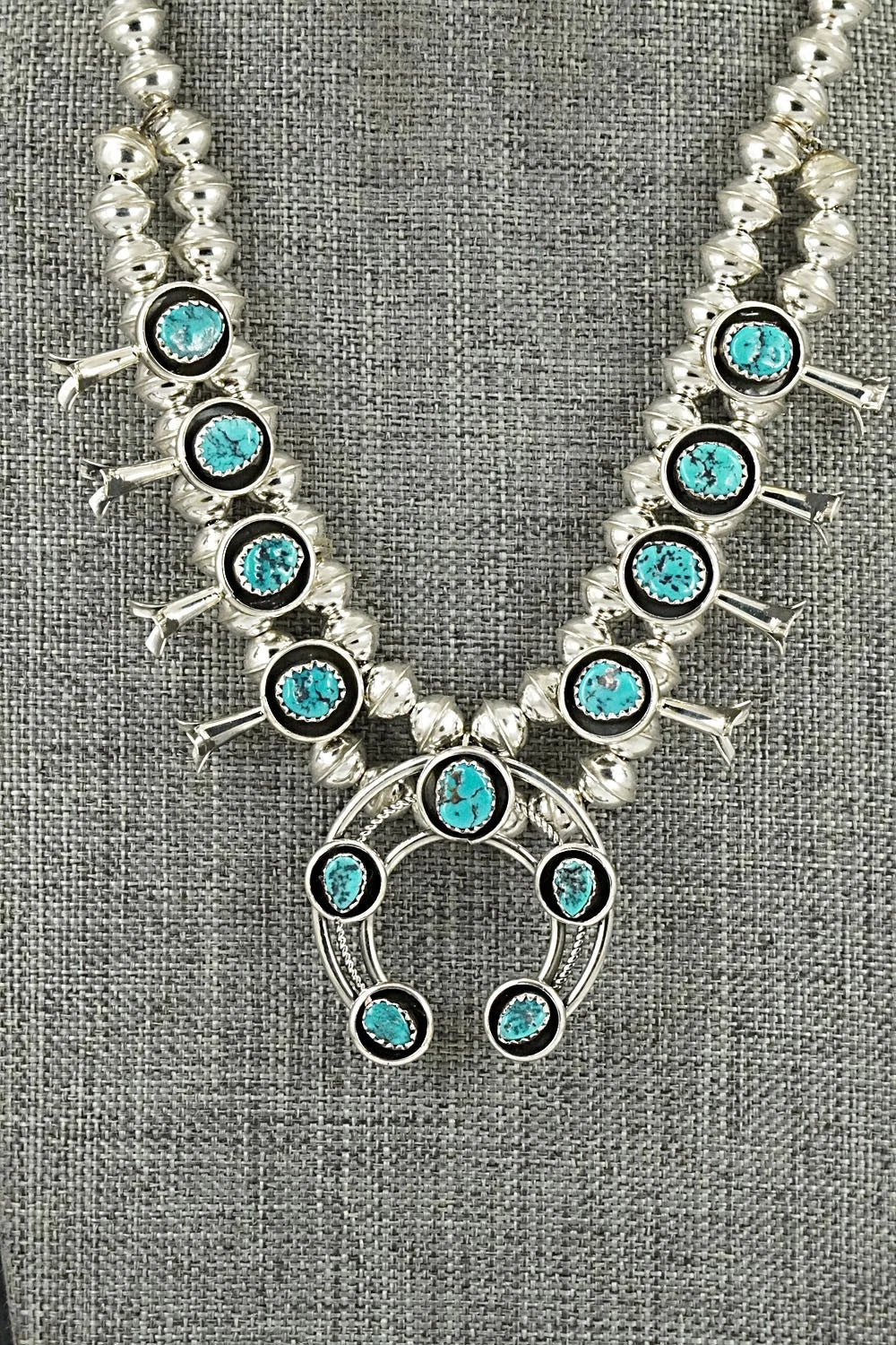 Turquoise & Sterling Silver Squash Blossom Set - Phil Garcia
