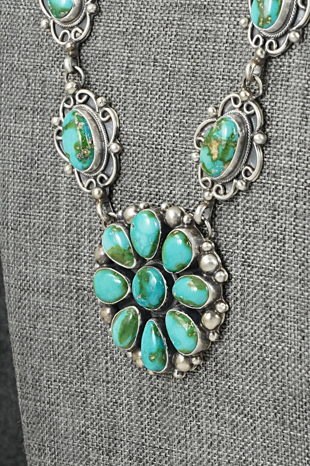 Turquoise & Sterling Silver Necklace and Earrings Set - Kathleen Livingston