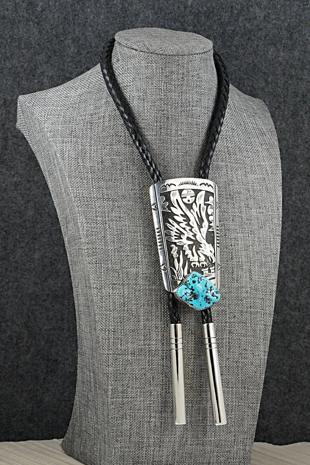 Turquoise & Sterling Silver Bolo Tie - Richard Singer