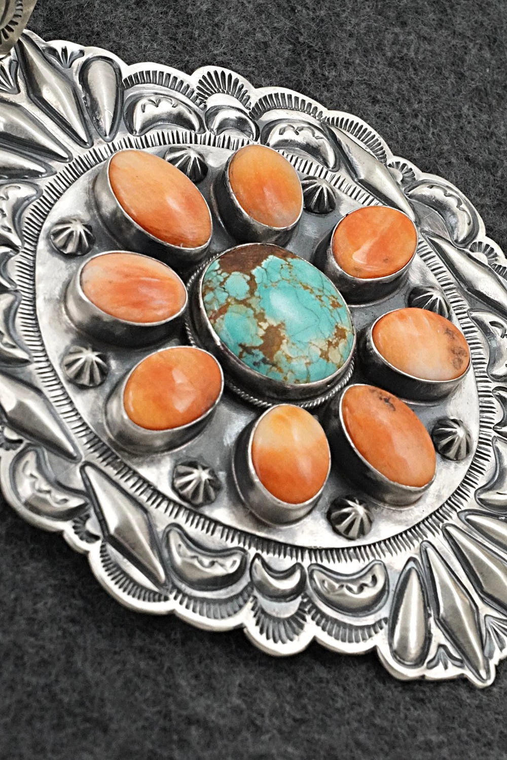 Turquoise, Spiny Oyster & Sterling Silver Pendant - Randy Boyd