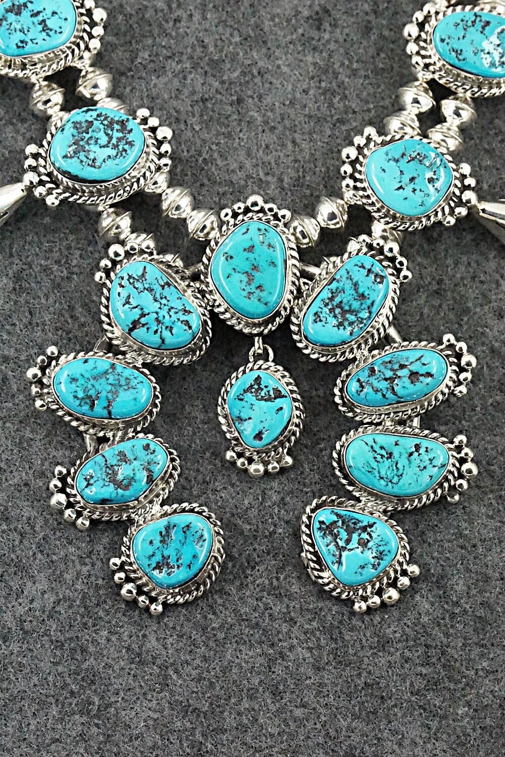 Turquoise & Sterling Silver Squash Blossom Set - Vernon Johnson