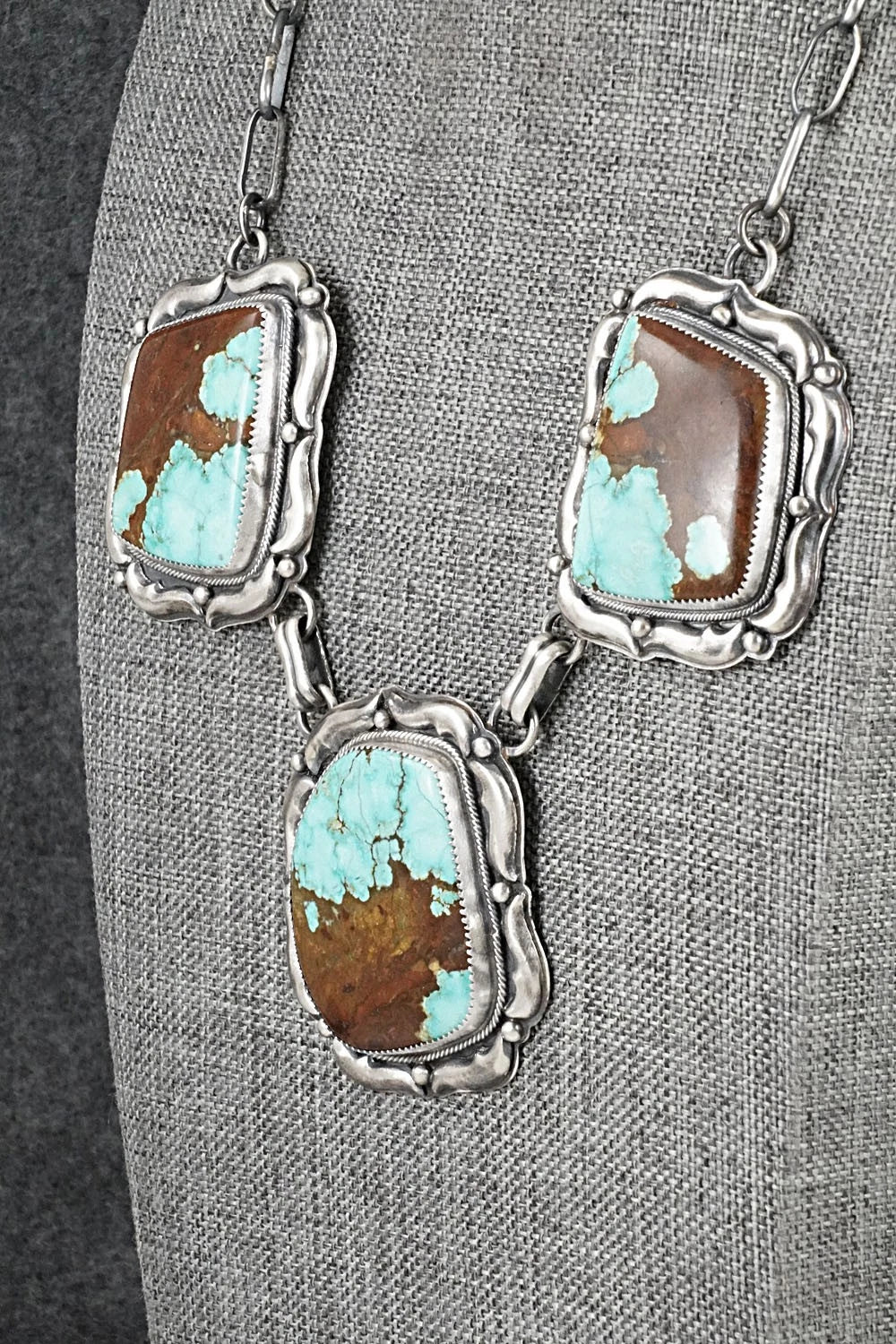 Turquoise & Sterling Silver Necklace and Earrings Set - Randy Boyd