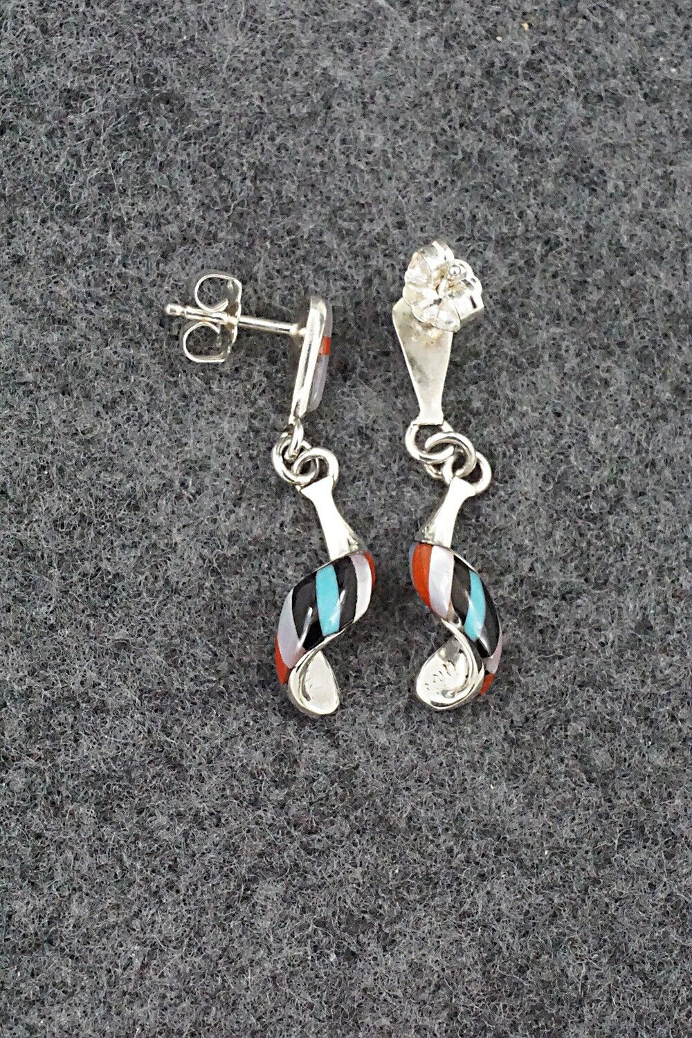 Multi-Stone & Sterling Silver Inlay Earrings - Idella Edaakie