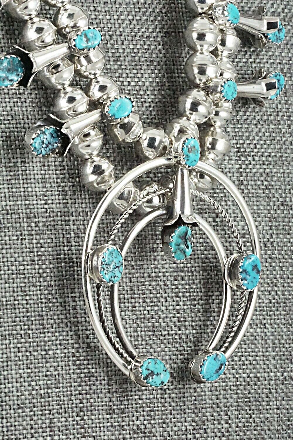Turquoise & Sterling Silver Squash Blossom Set - Phil Garcia
