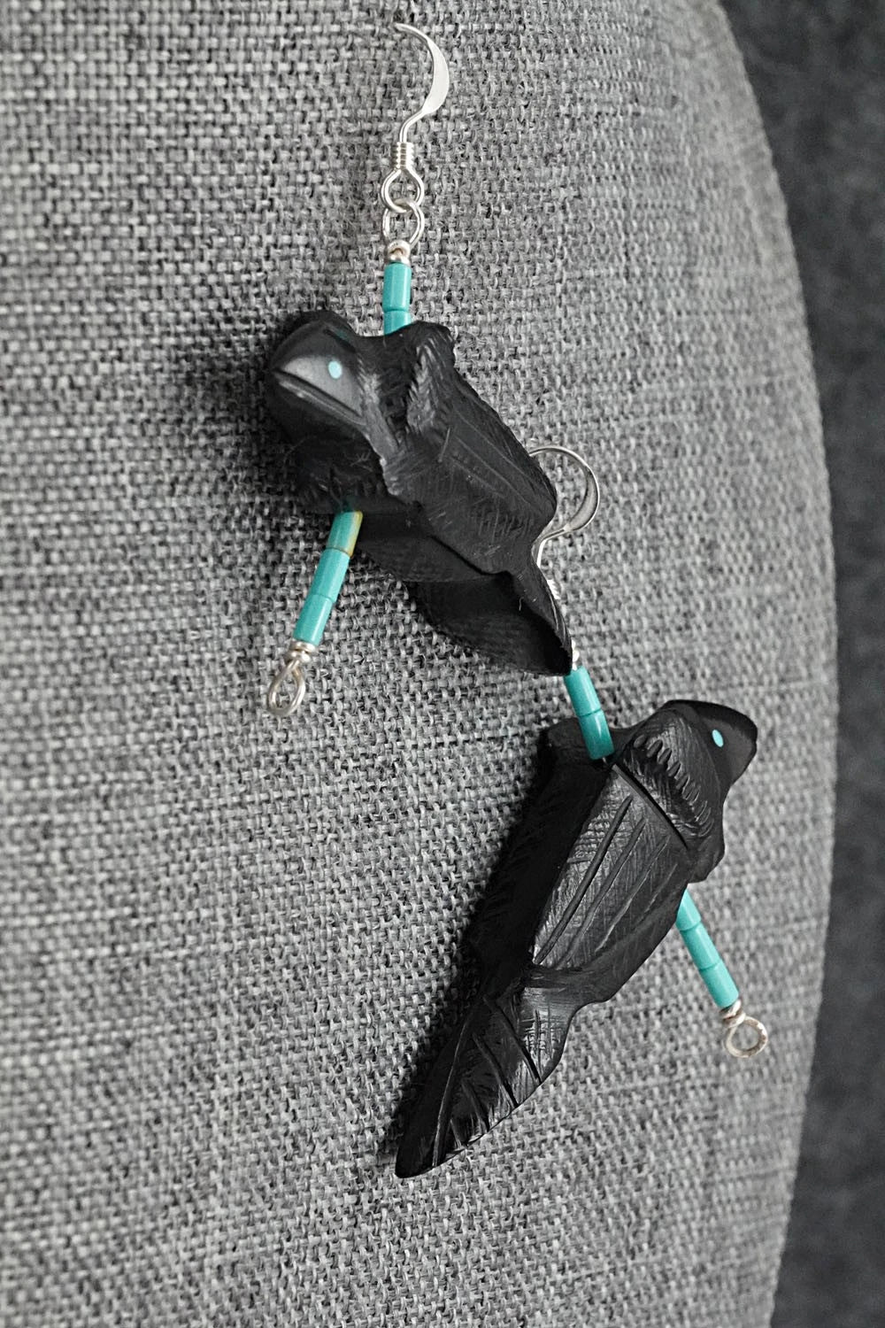 Turquoise & Jet Necklace and Earrings Set - Herb Halate