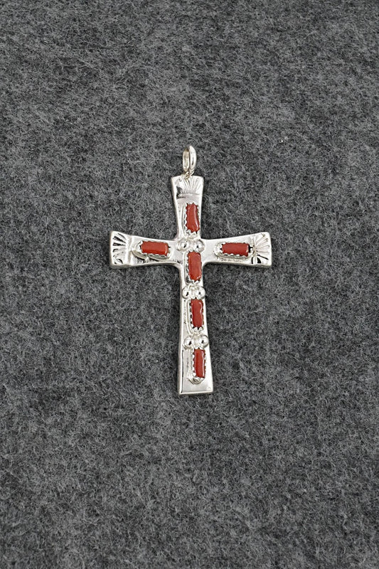 Coral & Sterling Silver Pendant - Verona Quam