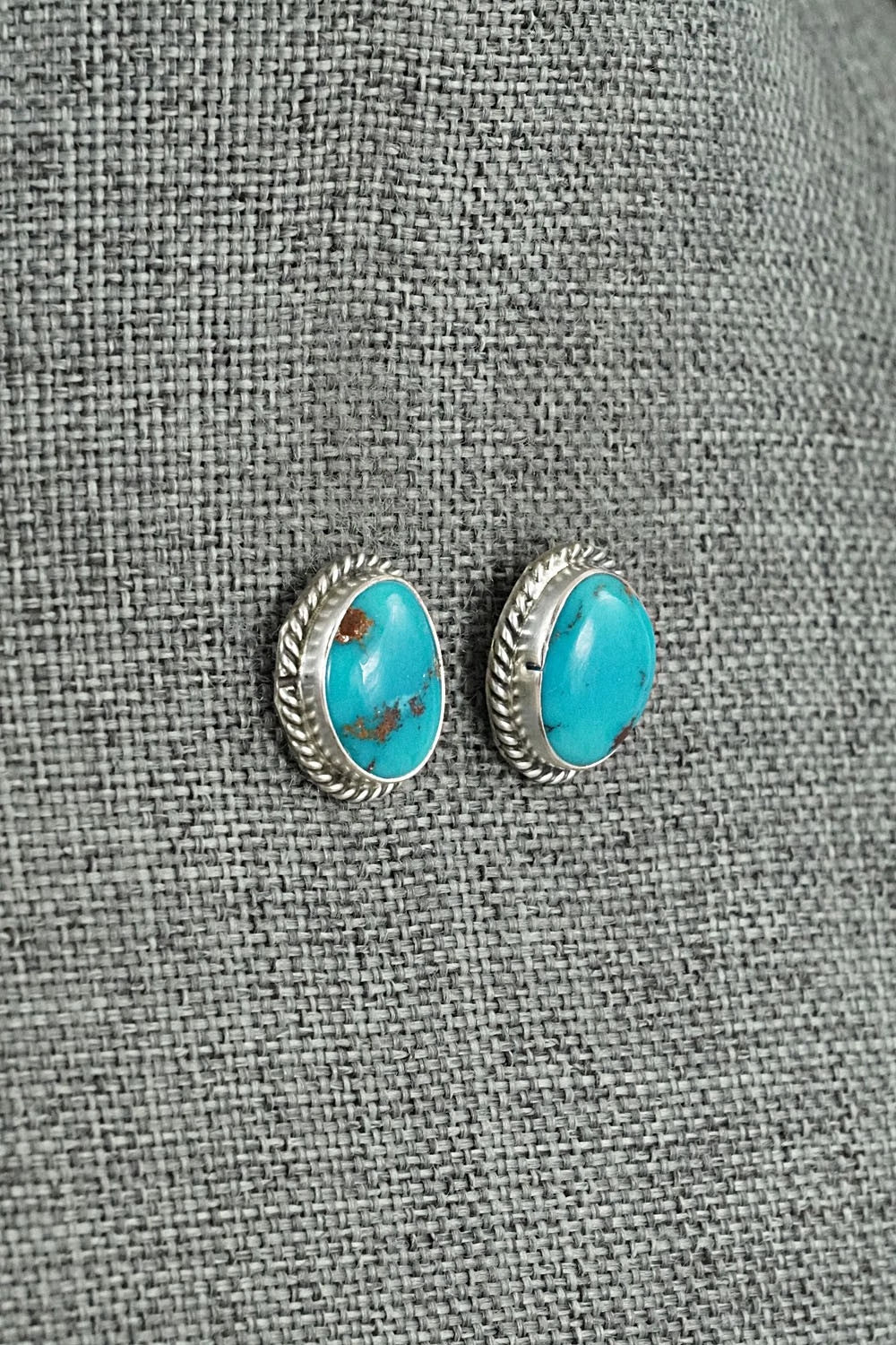 Turquoise & Sterling Silver Earrings - Eugene Gruber