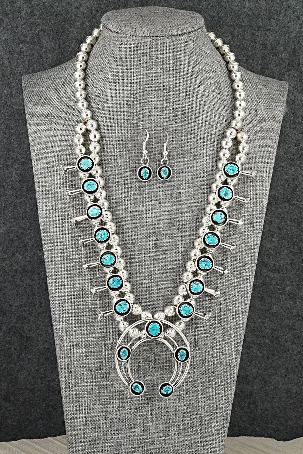 Turquoise & Sterling Silver Squash Blossom Set - Phil Garcia