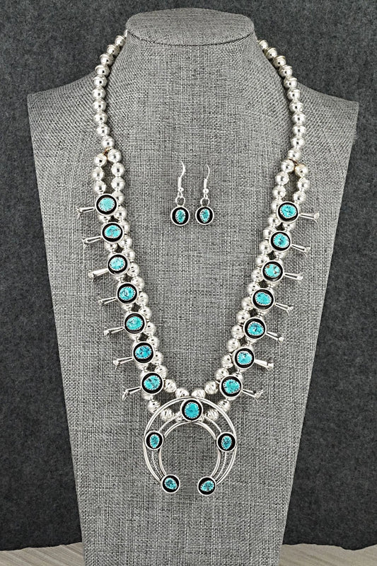 Turquoise & Sterling Silver Squash Blossom Set - Phil Garcia