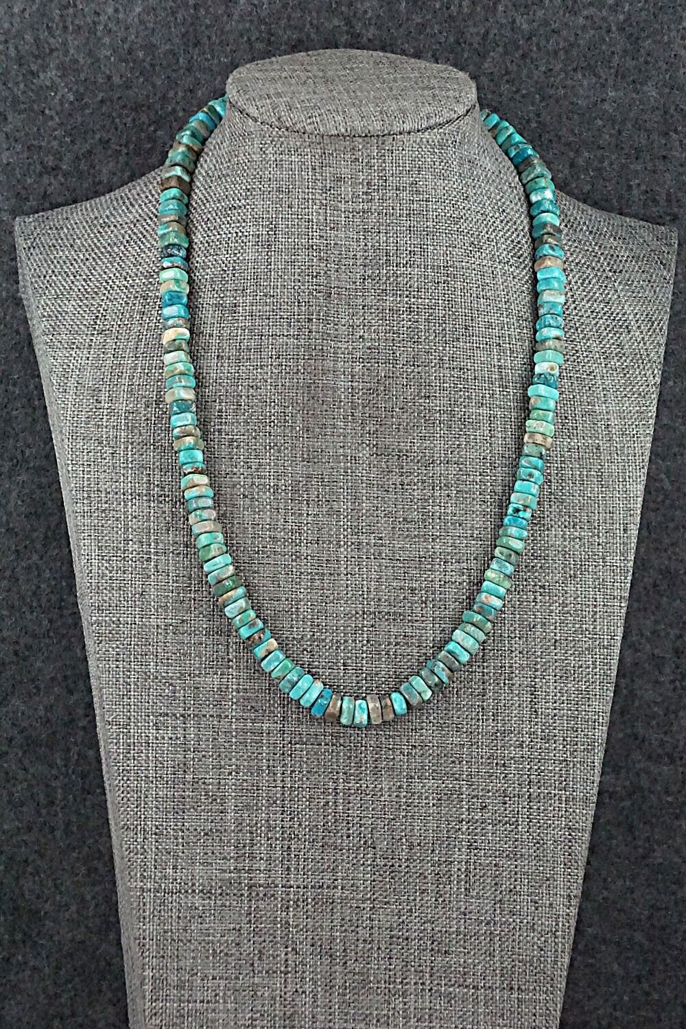 Turquoise & Sterling Silver Necklace 18" - Doreen Jake