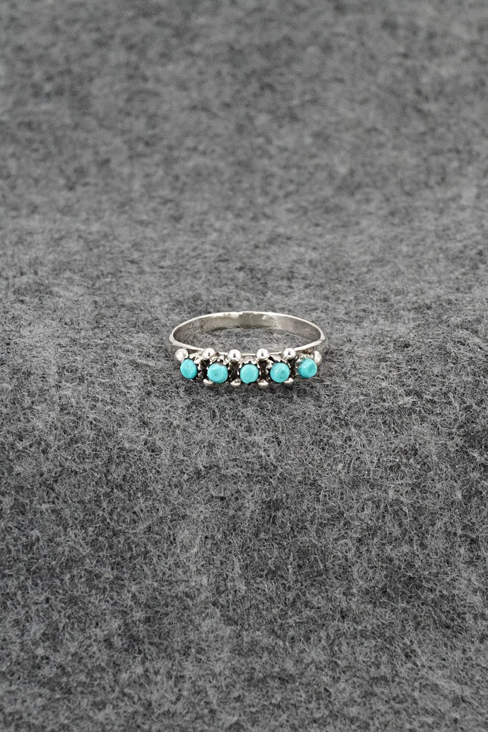 Turquoise & Sterling Silver Ring - April Haloo - Size 6.5