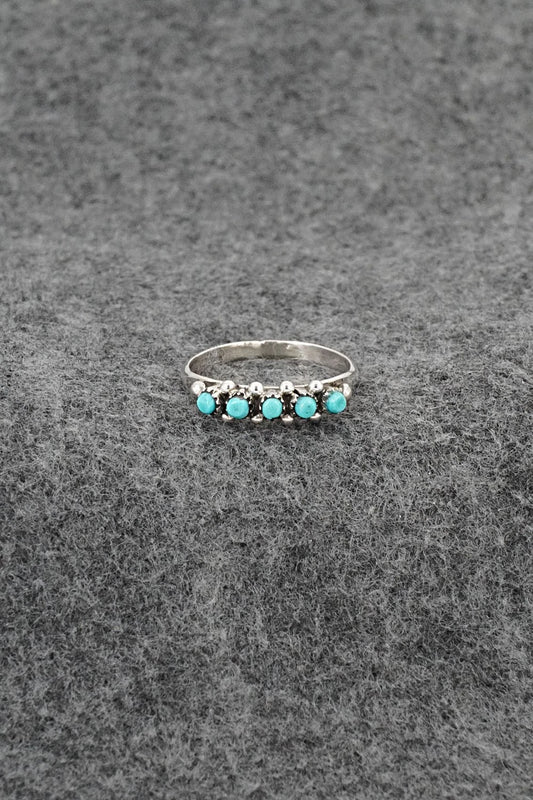 Turquoise & Sterling Silver Ring - April Haloo - Size 6.5