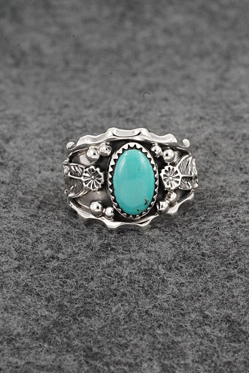 Turquoise & Sterling Silver Ring - Genevieve Francisco - Size 8.5
