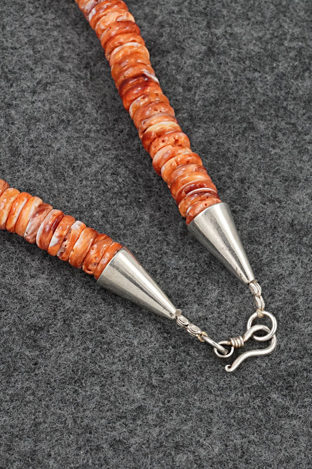 Turquoise, Spiny Oyster & Sterling Silver Necklace - Lupe Lovato