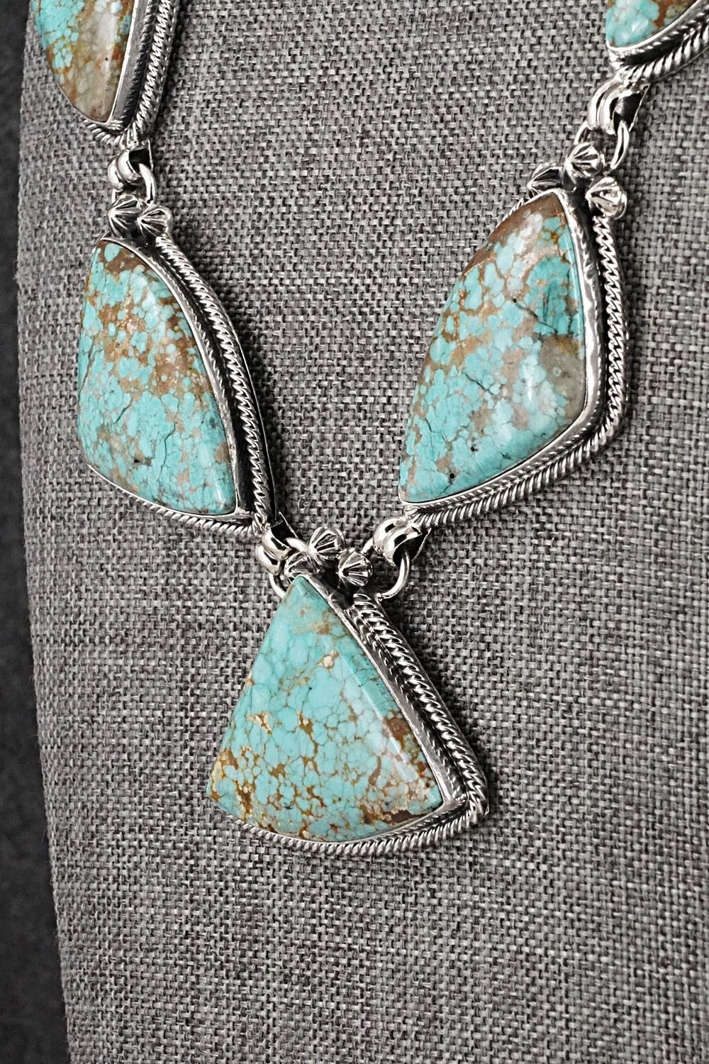 Turquoise & Sterling Silver Necklace and Earrings Set - Darrin Livingston