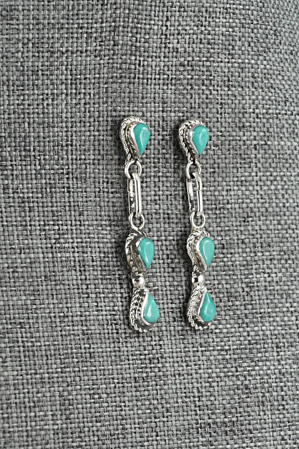 Turquoise & Sterling Silver Earrings - Carol Lateyice