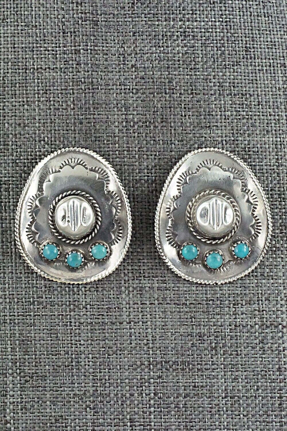 Turquoise & Sterling Silver Earrings - Bobby Platero