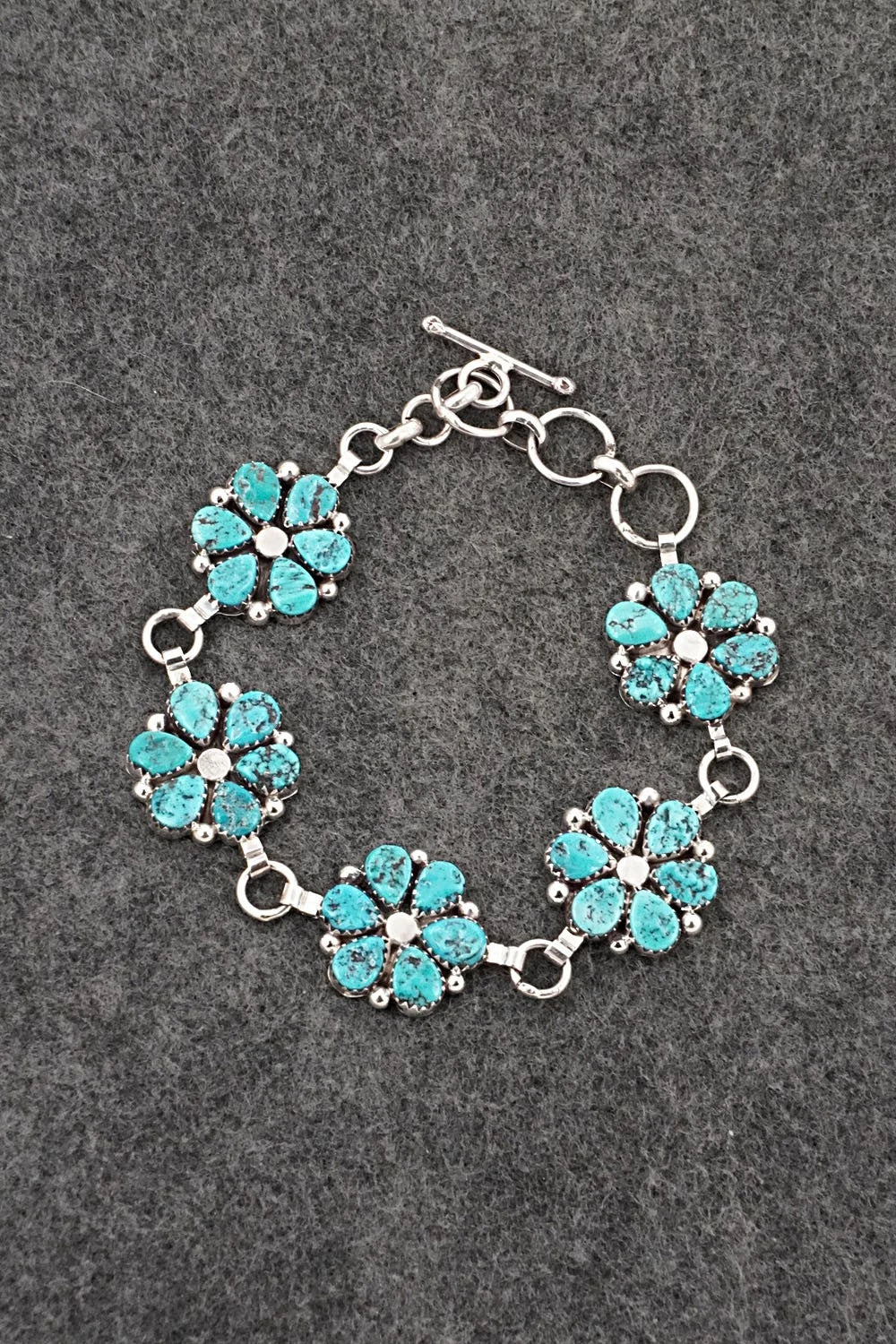 Turquoise & Sterling Silver Link Bracelet - Anthony Brown