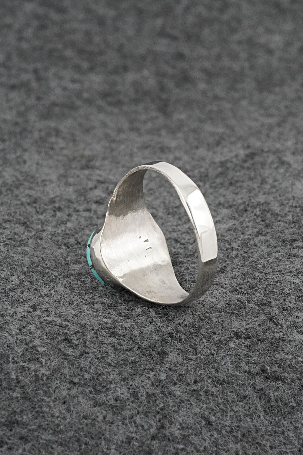 Turquoise & Sterling Silver Inlay Ring - Johnson Laweka - Size 9.5