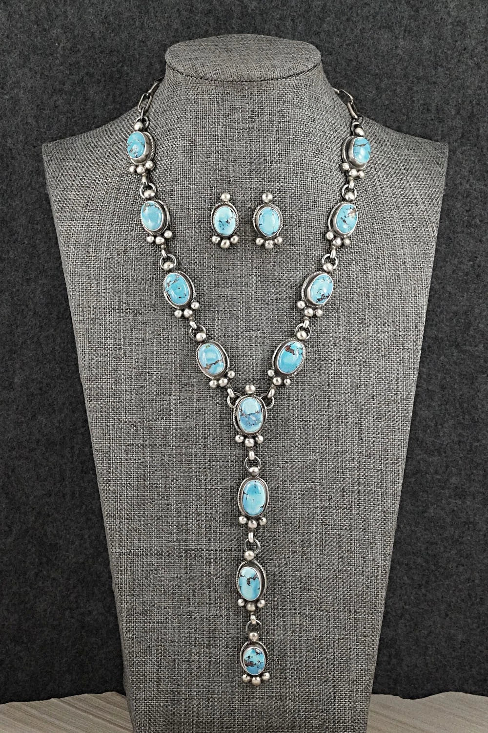 Turquoise & Sterling Silver Necklace and Earrings Set - Kathleen Livingston