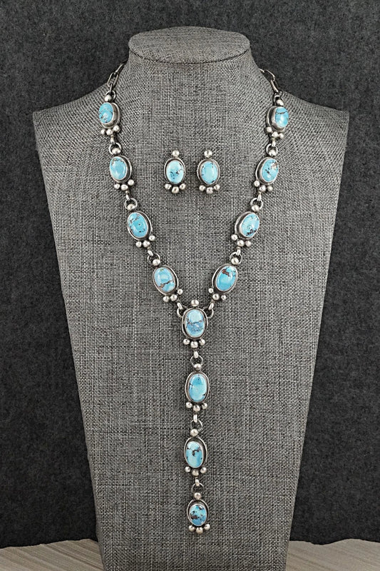 Turquoise & Sterling Silver Necklace and Earrings Set - Kathleen Livingston