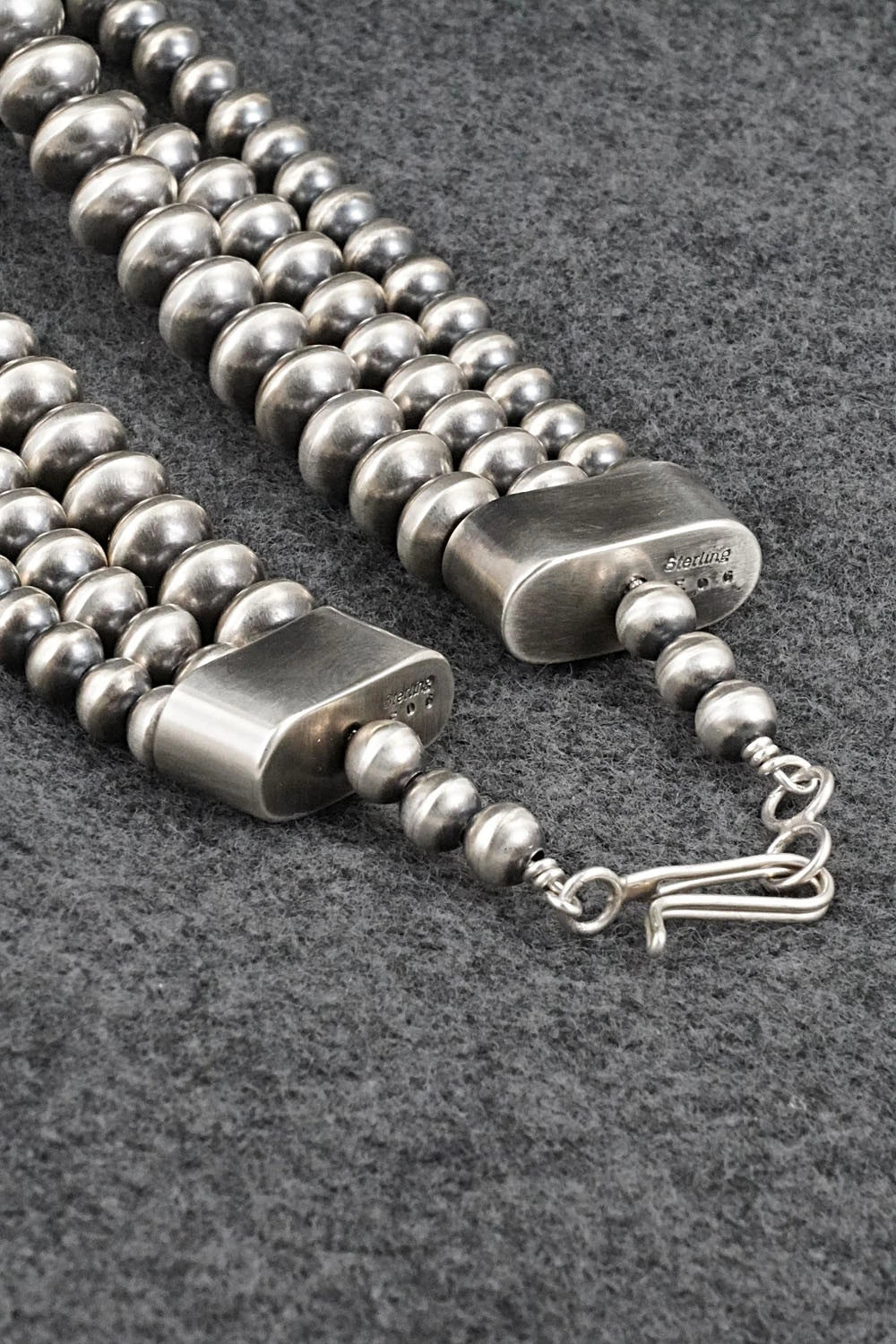 Turquoise & Sterling Silver Navajo Pearl Necklace - Gruber & Halwood